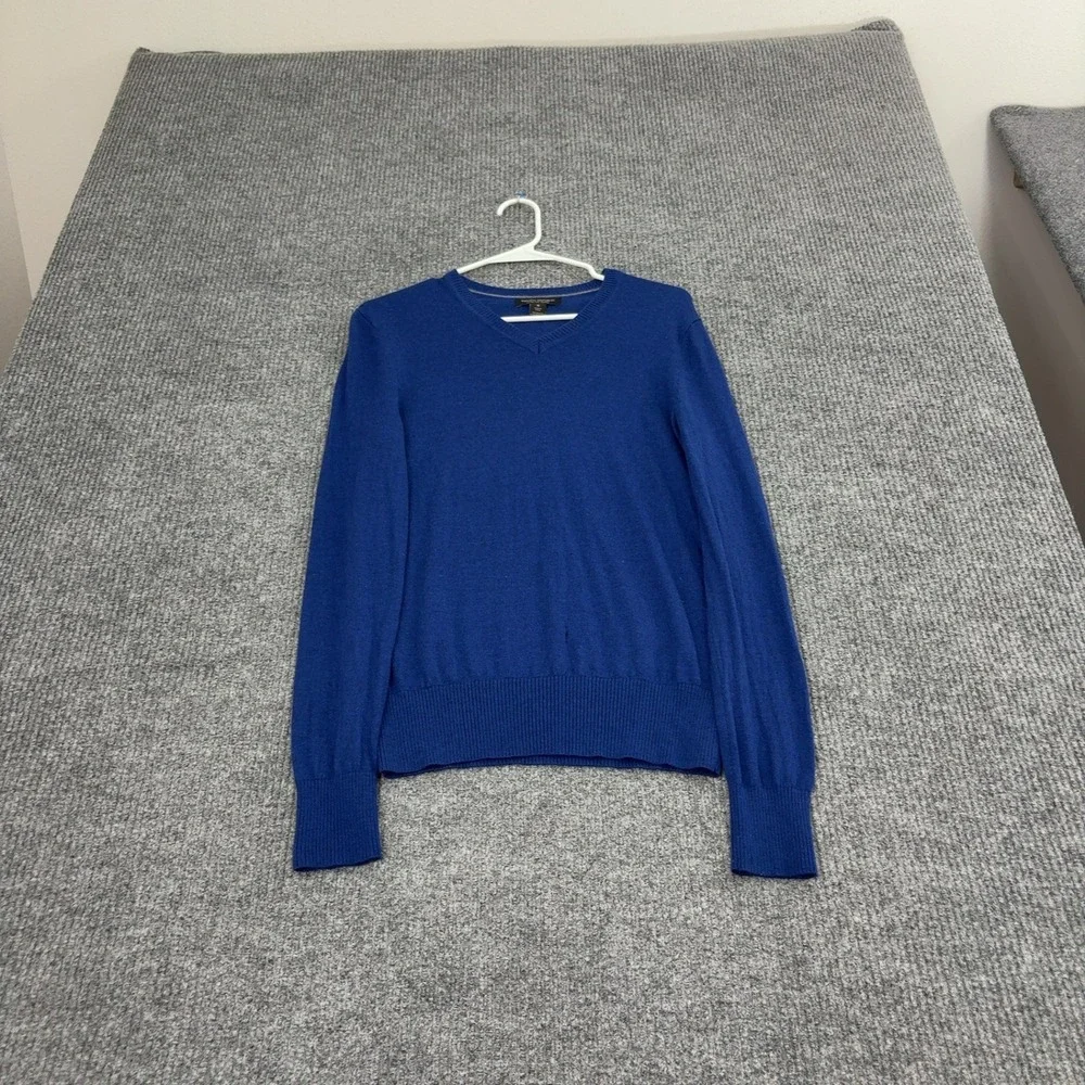 Banana Republic Sweater Men S Blue Merino Wool V Neck Classic Minimalist